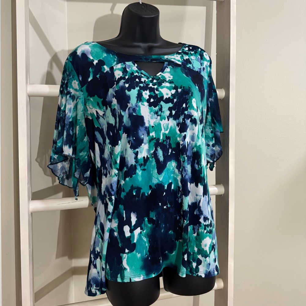Elegant Teal and Navy Women's Blouse